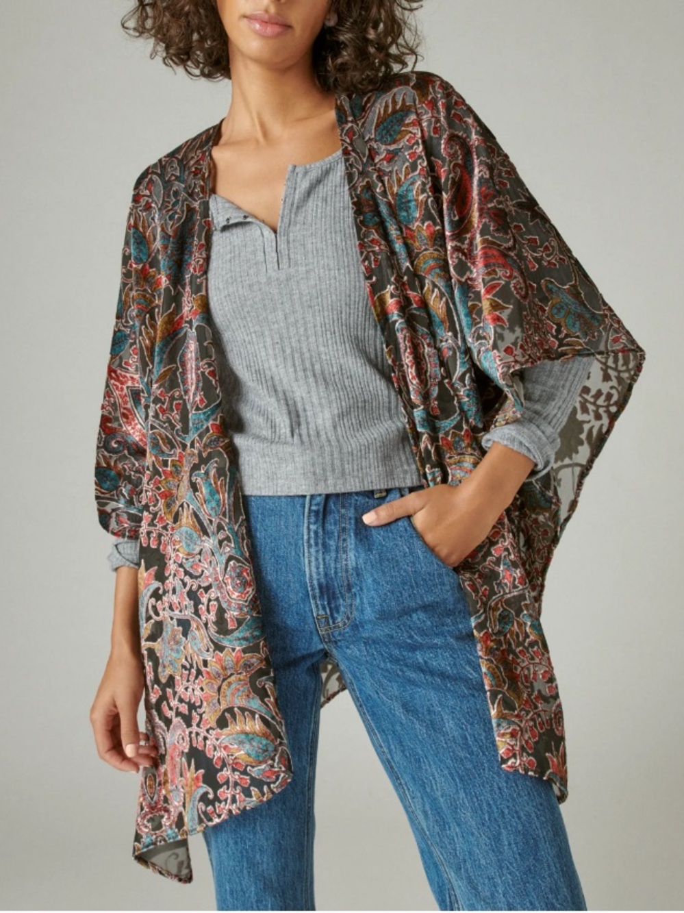 Lucky Brand Velvet Burnout Kimono